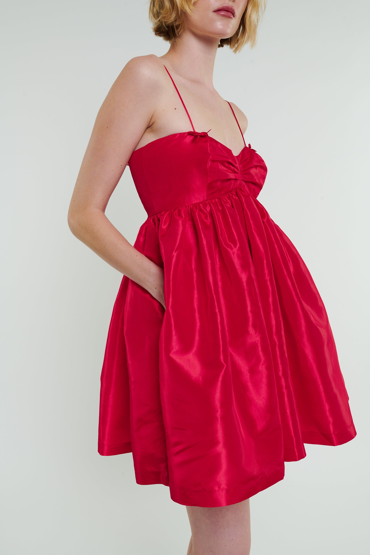 Stewart Mini Bow Dress in Cherry Red