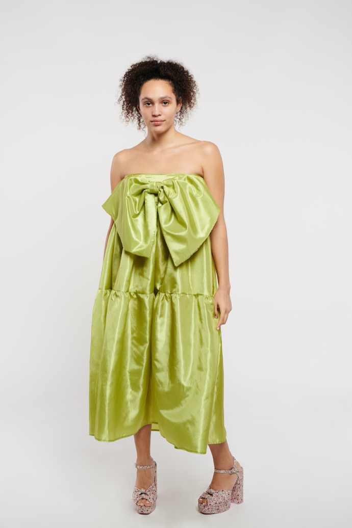 East Village Dress with Bow Taffeta – Madeline Marie
