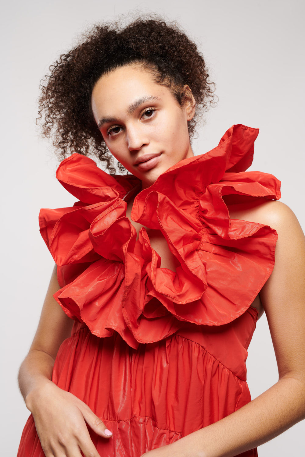 Baker red cheap ruffle dress