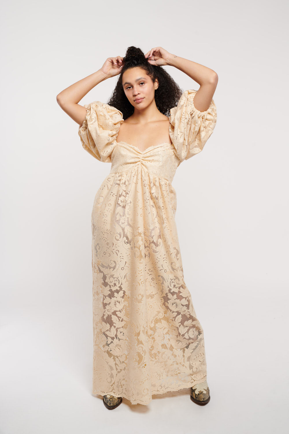 Vintage cream lace on sale dress